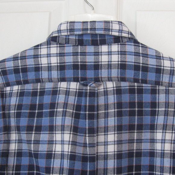 Mens Eddie Bauer Blue Plaid Flannel Shirt sz L - Picture 6 of 10